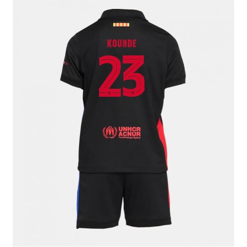 Dětský fotbalový dres Barcelona Jules Kounde #23 2024-25 Venkovní Krátký Rukáv (+ trenýrky)